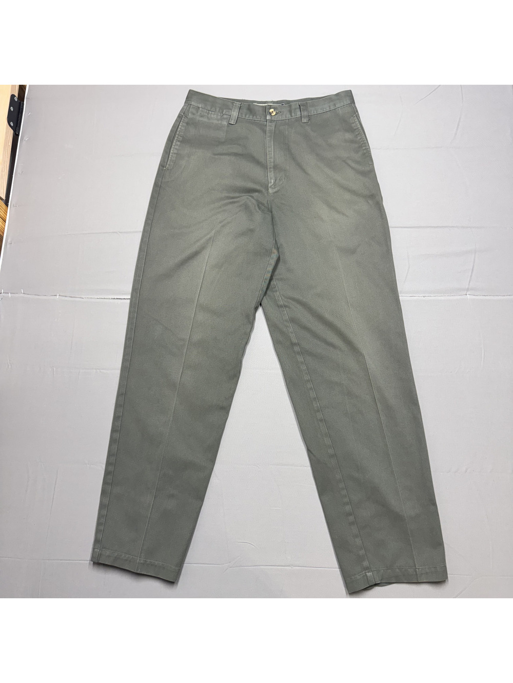 ALK Mens Vintage Chino Khaki Pants Poly Cotton Solid 34x34 Olive Green 90s